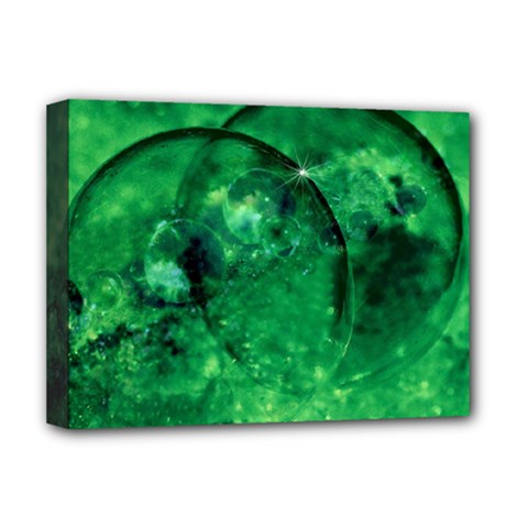 Green Bubbles Deluxe Canvas 16  X 12  (framed)  by Siebenhuehner