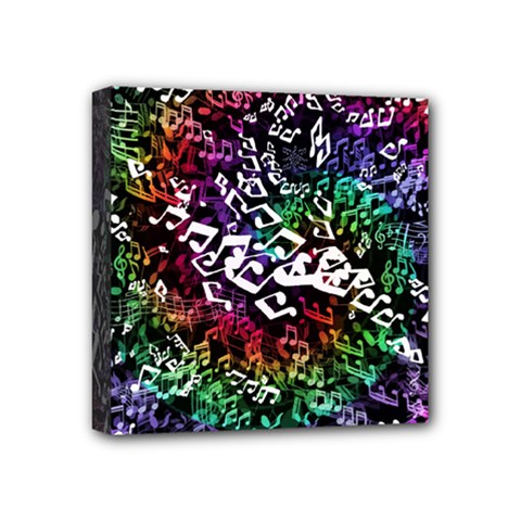 Urock Musicians Twisted Rainbow Notes  Mini Canvas 4  X 4  (framed) by UROCKtheWorldDesign