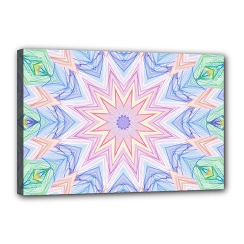 Soft Rainbow Star Mandala Canvas 18  X 12  (framed) by Zandiepants