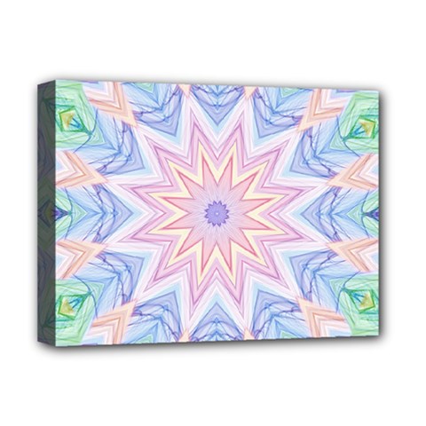 Soft Rainbow Star Mandala Deluxe Canvas 16  X 12  (framed)  by Zandiepants