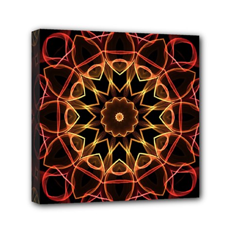 Yellow And Red Mandala Mini Canvas 6  X 6  (framed) by Zandiepants