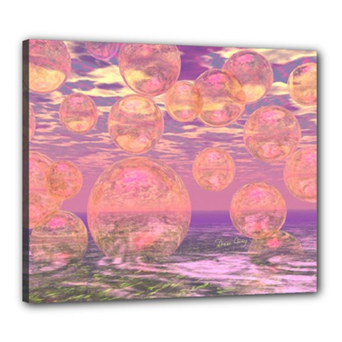 Glorious Skies, Abstract Pink And Yellow Dream Canvas 24  X 20  (framed) by DianeClancy