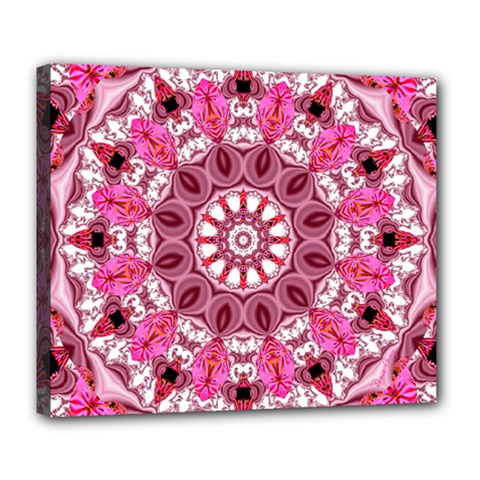 Twirling Pink, Abstract Candy Lace Jewels Mandala  Deluxe Canvas 24  X 20  (framed) by DianeClancy