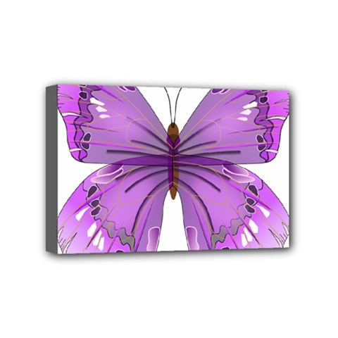 Purple Awareness Butterfly Mini Canvas 6  X 4  (framed) by FunWithFibro