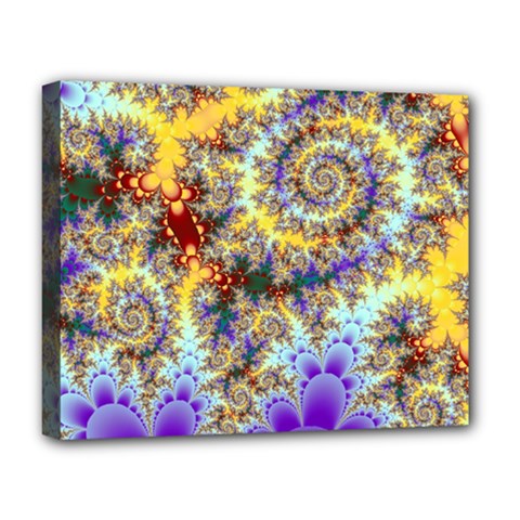 Desert Winds, Abstract Gold Purple Cactus  Deluxe Canvas 20  X 16  (framed) by DianeClancy