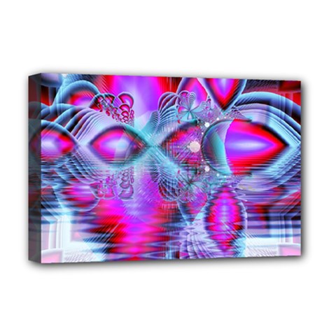 Crystal Northern Lights Palace, Abstract Ice  Deluxe Canvas 18  X 12  (framed) by DianeClancy