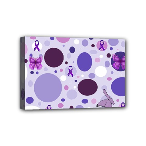 Purple Awareness Dots Mini Canvas 6  X 4  (framed) by FunWithFibro