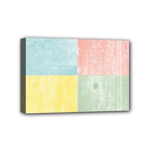 Pastel Textured Squares Mini Canvas 6  X 4  (framed) by StuffOrSomething