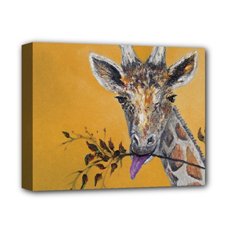 Giraffe Treat Deluxe Canvas 14  X 11  (framed) by rokinronda