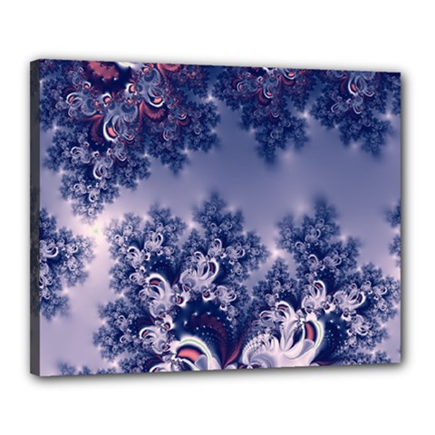 Pink And Blue Morning Frost Fractal Canvas 20  X 16  (framed) by Artist4God