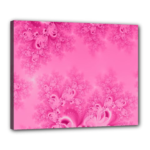 Soft Pink Frost Of Morning Fractal Canvas 20  X 16  (framed) by Artist4God