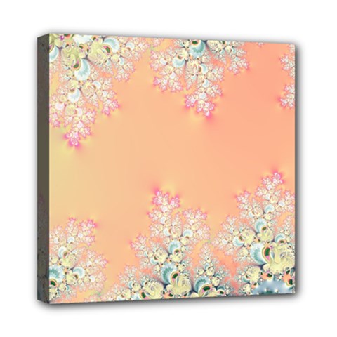 Peach Spring Frost On Flowers Fractal Mini Canvas 8  X 8  (framed) by Artist4God