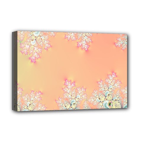 Peach Spring Frost On Flowers Fractal Deluxe Canvas 18  X 12  (framed) by Artist4God