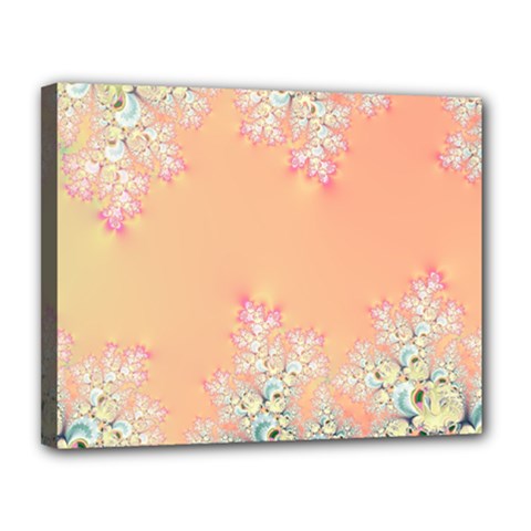 Peach Spring Frost On Flowers Fractal Canvas 14  X 11  (framed) by Artist4God