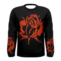 Red Rose Etching On Black Long Sleeve T-shirt (men) by StuffOrSomething