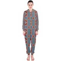 Squares Rectangles And Other Shapes Pattern Hooded Onepiece Jumpsuit by LalyLauraFLM