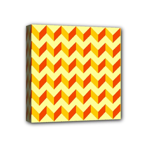 Modern Retro Chevron Patchwork Pattern  Mini Canvas 4  X 4  (framed) by GardenOfOphir