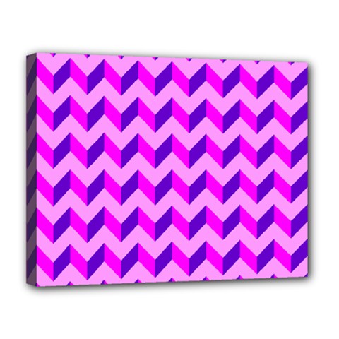 Modern Retro Chevron Patchwork Pattern Canvas 14  X 11  (framed) by GardenOfOphir