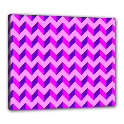 Modern Retro Chevron Patchwork Pattern Canvas 24  X 20  (framed) by GardenOfOphir