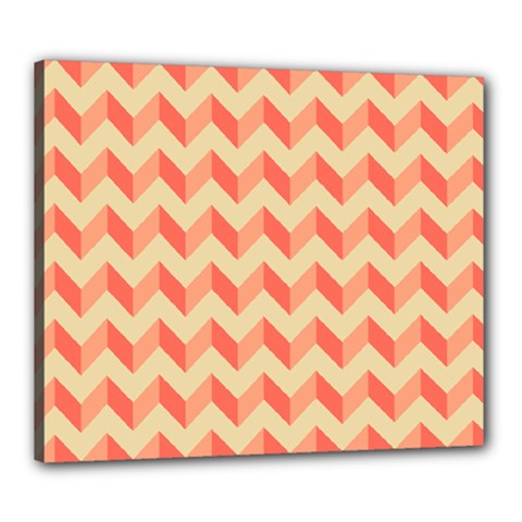 Modern Retro Chevron Patchwork Pattern Canvas 24  X 20  (framed) by GardenOfOphir