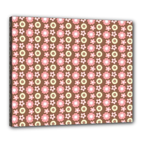 Cute Floral Pattern Canvas 24  X 20  (framed) by GardenOfOphir