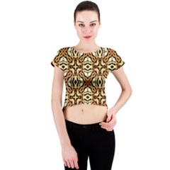 Faux Animal Print Pattern Crew Neck Crop Top by GardenOfOphir