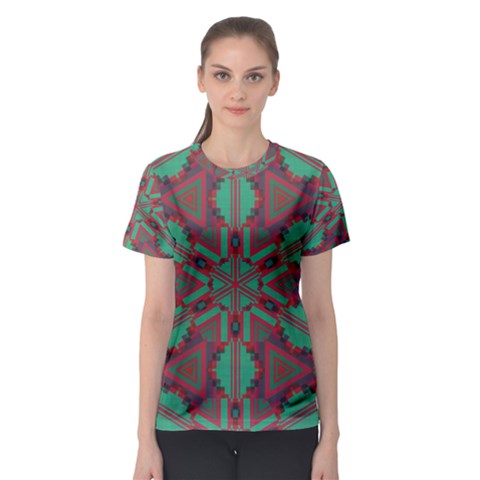 Green Tribal Star Women s Sport Mesh Tee by LalyLauraFLM