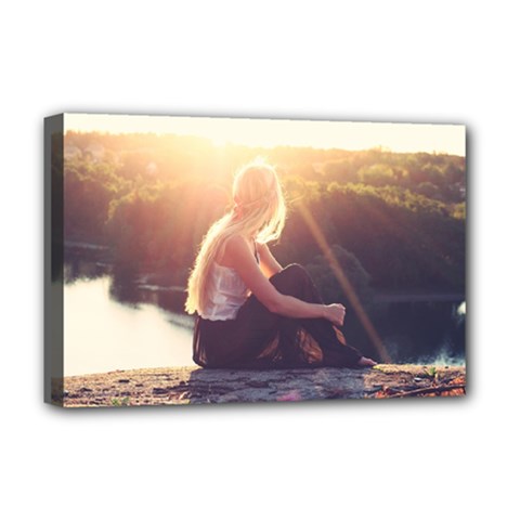 Boho Blonde Deluxe Canvas 18  X 12  (framed) by boho