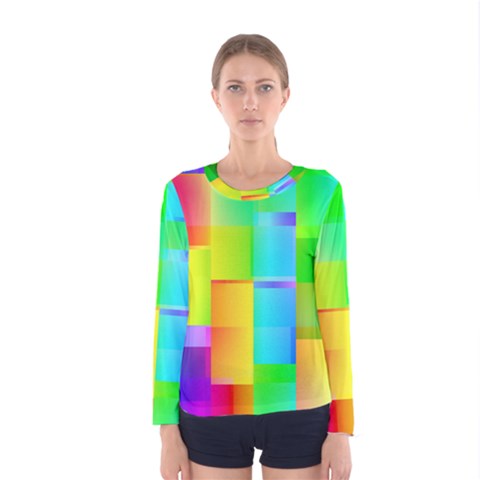 Colorful Gradient Shapes Women Long Sleeve T-shirt by LalyLauraFLM