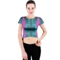 Tribal purple rhombus Crew Neck Crop Top View1