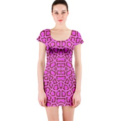 Florescent Pink Animal Print  Short Sleeve Bodycon Dress by OCDesignss