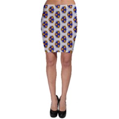 Orange Blue Honeycomb Pattern Bodycon Skirt by LalyLauraFLM