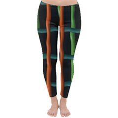 Orange Green Wires Winter Leggings by LalyLauraFLM