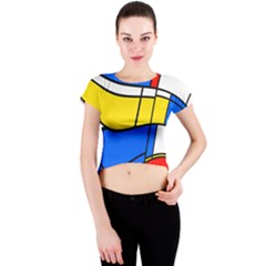 Colorful Distorted Shapes Crew Neck Crop Top by LalyLauraFLM