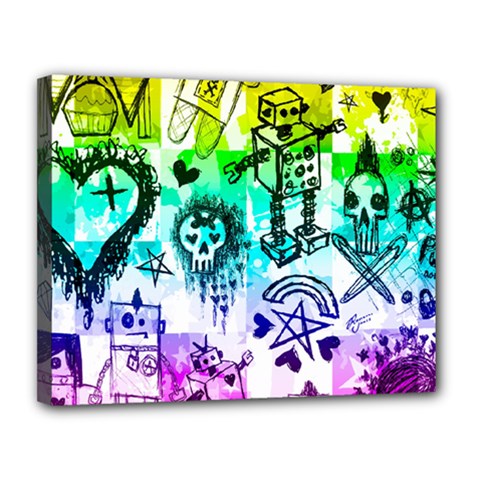 Rainbow Scene Kid Sketches Canvas 14  X 11  (framed) by ArtistRoseanneJones