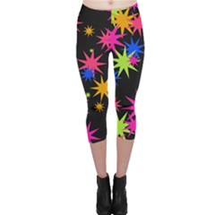 Colorful Stars Pattern Capri Leggings by LalyLauraFLM