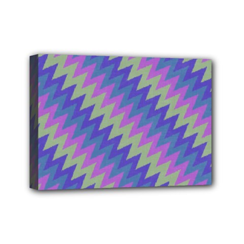 Diagonal Chevron Pattern Mini Canvas 7  X 5  (stretched) by LalyLauraFLM