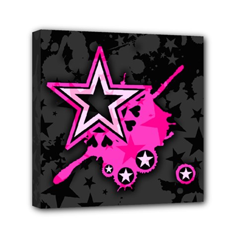 Pink Star Graphic Mini Canvas 6  X 6  (framed) by ArtistRoseanneJones