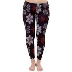 Floral Pattern On A Brown Background Winter Leggings by LalyLauraFLM