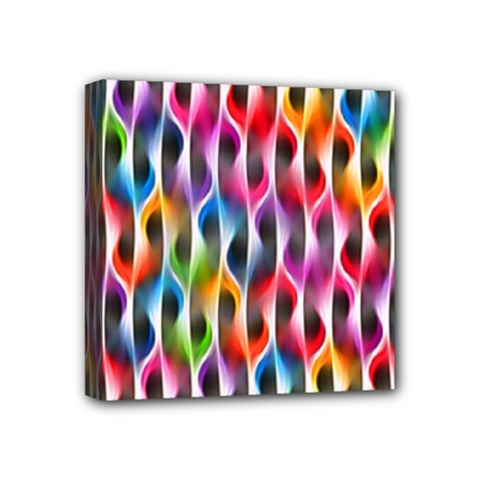 Rainbow Psychedelic Waves Mini Canvas 4  X 4  (framed) by KirstenStar