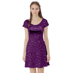 Sparkling Glitter Plum Short Sleeve Skater Dresses by ImpressiveMoments