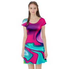 Fluid Art 22 Short Sleeve Skater Dresses by ImpressiveMoments