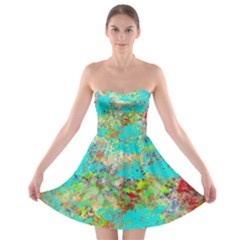 Abstract Garden In Aqua Strapless Bra Top Dress by digitaldivadesigns