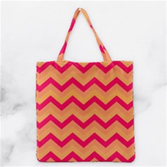 Chevron Peach Grocery Tote Bags by ImpressiveMoments