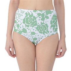 Floral Wallpaper Green High-waist Bikini Bottoms by ImpressiveMoments