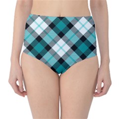 Smart Plaid Teal High-waist Bikini Bottoms by ImpressiveMoments