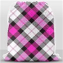 Smart Plaid Hot Pink Drawstring Bag (Large) View2