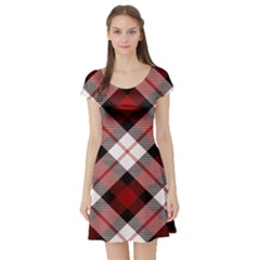 Smart Plaid Red Short Sleeve Skater Dresses by ImpressiveMoments