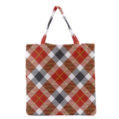 Smart Plaid Warm Colors Grocery Tote Bags by ImpressiveMoments