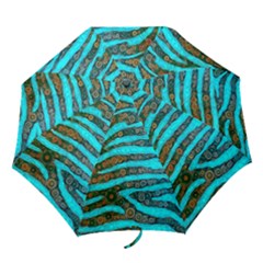 Turquoise Blue Zebra Abstract  Folding Umbrellas by OCDesignss